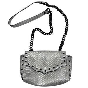 CIRCUS BY Sam Edelman Crossbody Bag S Faux Snakeskin Silver Black Hardware Chain